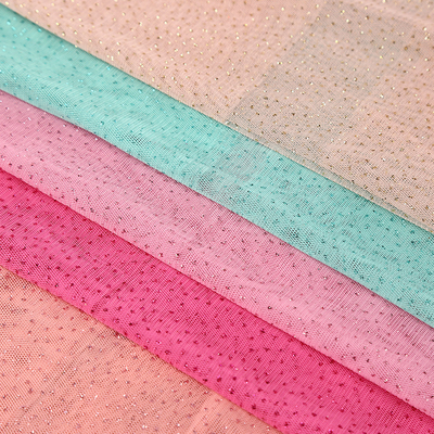 Stylish Lightweight 100% Polyester Warp Knitted Fabric Breathable Starry Dots Bronzing Mesh Sequin Yarn Glitter Powder Sprinkles