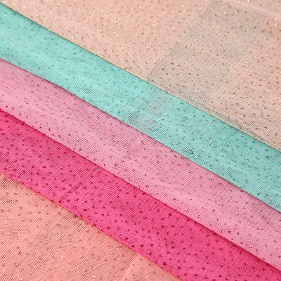 Stylish Lightweight 100% Polyester Warp Knitted Fabric Breathable Starry Dots Bronzing Mesh Sequin Yarn Glitter Powder Sprinkles