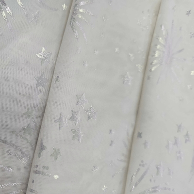 20D Polyester Gauze Tulle Fabric with Bronzing Firework Design Spandex Material for Fashion Garments and Underwear
