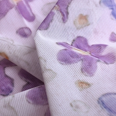 Women's Fashionable 100% Polyester Fabric Body Shaping Intimates Korean Mesh Digital Trumpet Flower Print Four-Sided Stretch