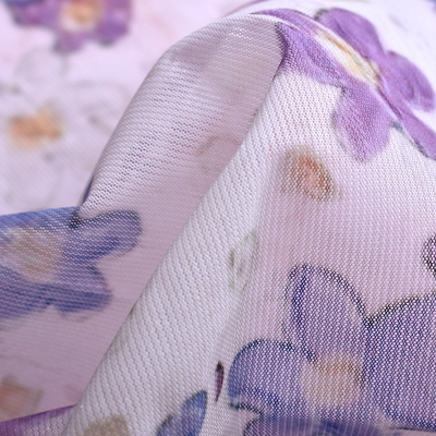 Women's Fashionable 100% Polyester Fabric Body Shaping Intimates Korean Mesh Digital Trumpet Flower Print Four-Sided Stretch
