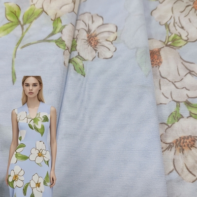 Wholesale Breathable Floral Design Knitted Mesh Fabric Durable Printed Cloth for Clothing Bedding & Decoration Use