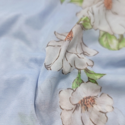Wholesale Breathable Floral Design Knitted Mesh Fabric Durable Printed Cloth for Clothing Bedding & Decoration Use