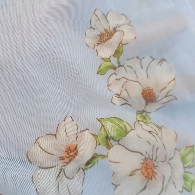 Wholesale Breathable Floral Design Knitted Mesh Fabric Durable Printed Cloth for Clothing Bedding & Decoration Use
