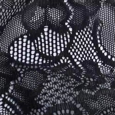 Lace Embroidery Fabric Black Polyester Waterproof Hollow Out Tricot for Ladies for Dresses and Girls