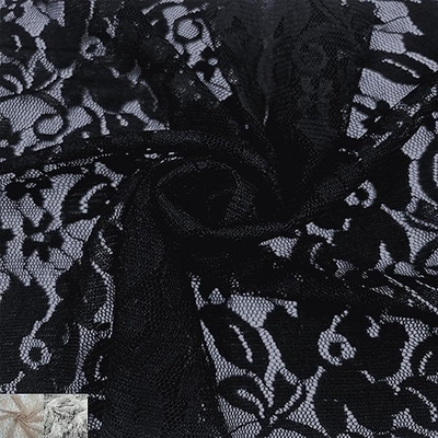 Wide Nylon Spandex Floral Lace Fabric 87 GSM Lightweight 4-Way Stretch Soft Breathable 1 Yard for Lingerie