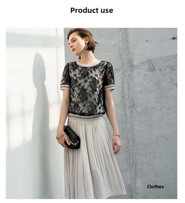 Women's Eco-Friendly Jacquard Table Cloth Spot Polyester Connected Flowers Computer Embroidered Mesh Dress Clothing Accessories