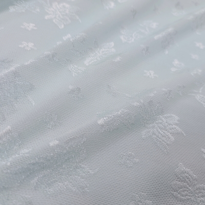 High Quality Light Blue Floral Mesh Lace Fabric Embroidery Material for Apparel Dresses & Decorative Uses