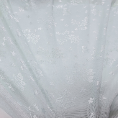High Quality Light Blue Floral Mesh Lace Fabric Embroidery Material for Apparel Dresses & Decorative Uses