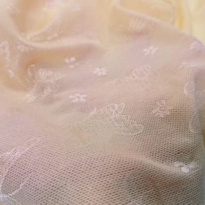 Premium Beige Butterfly Floral Lace Fabric Mesh Material for Apparel Bridal Wear Decorative Creations