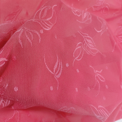 Premium Pink Floral Pattern Lace Fabric Elastic Mesh Material for Apparel Wedding Dresses & Decorative Crafts