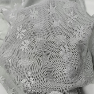 Gray Leaf Floral Lace Fabric Premium Mesh Material for Apparel Dresses Decorative Crafts
