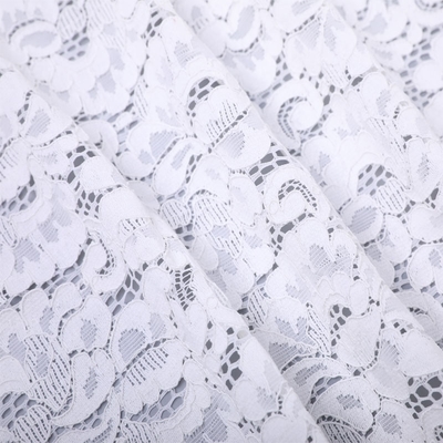 Women's New White Bra Intimates and Long Wedding Dress Skirt Materials Spot Eyelash Lace Fabric for Dress Making