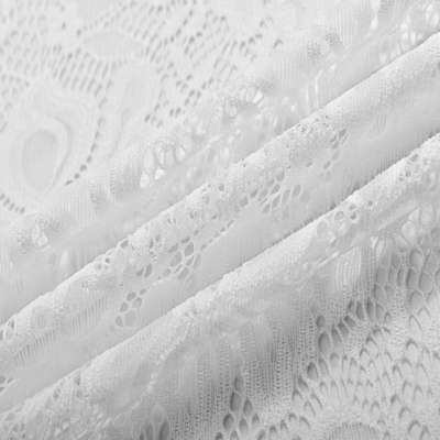Luxury White Sequin Mesh Lace Fabric for Wedding and Evening Dresses Made from Nylon