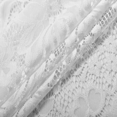 Luxury White Sequin Mesh Lace Fabric for Wedding and Evening Dresses Made from Nylon