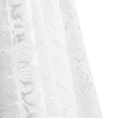 Luxury White Sequin Mesh Lace Fabric for Wedding and Evening Dresses Made from Nylon