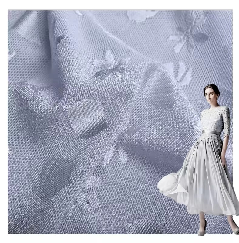 Women's Dresses and Girls' Clothing Beaded Eyelet Embroidered for Swiss Voile Lace Fabric Mesh 100% Nylon From China